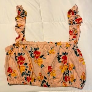 Pink floral crop top